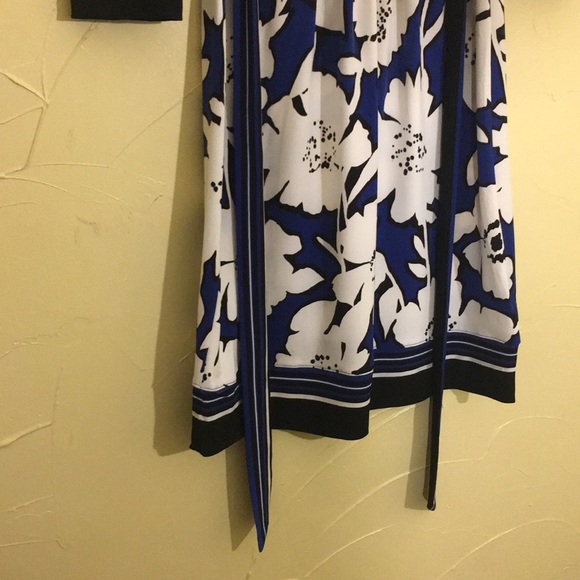 NY&CO dress floral 3/4 sleeve tie belt blue aline XS - Picture 6 of 14